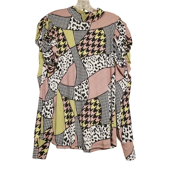 Ashley Stewart | Women's Mixed Print Drama Puff Sleeved Top (Size 14/16) - Picture 2 of 11
